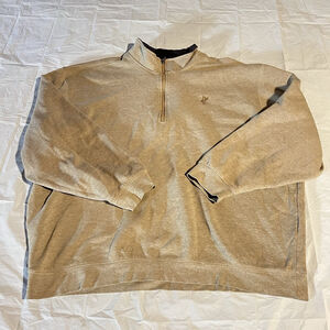 Ashworth Quarter-Zip Pullover Golf Sweater Beige Embroidered Logo Size XXL